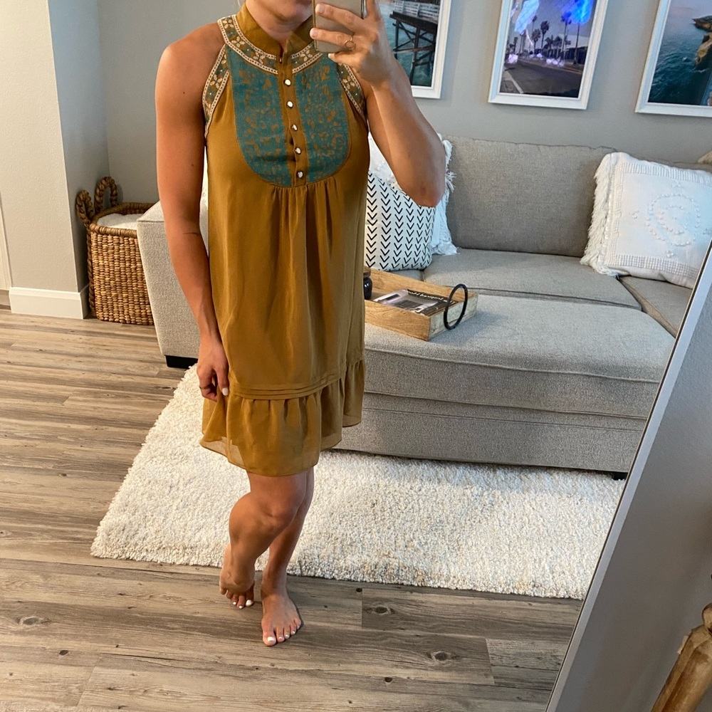 Bohemian aurburn yellow dress